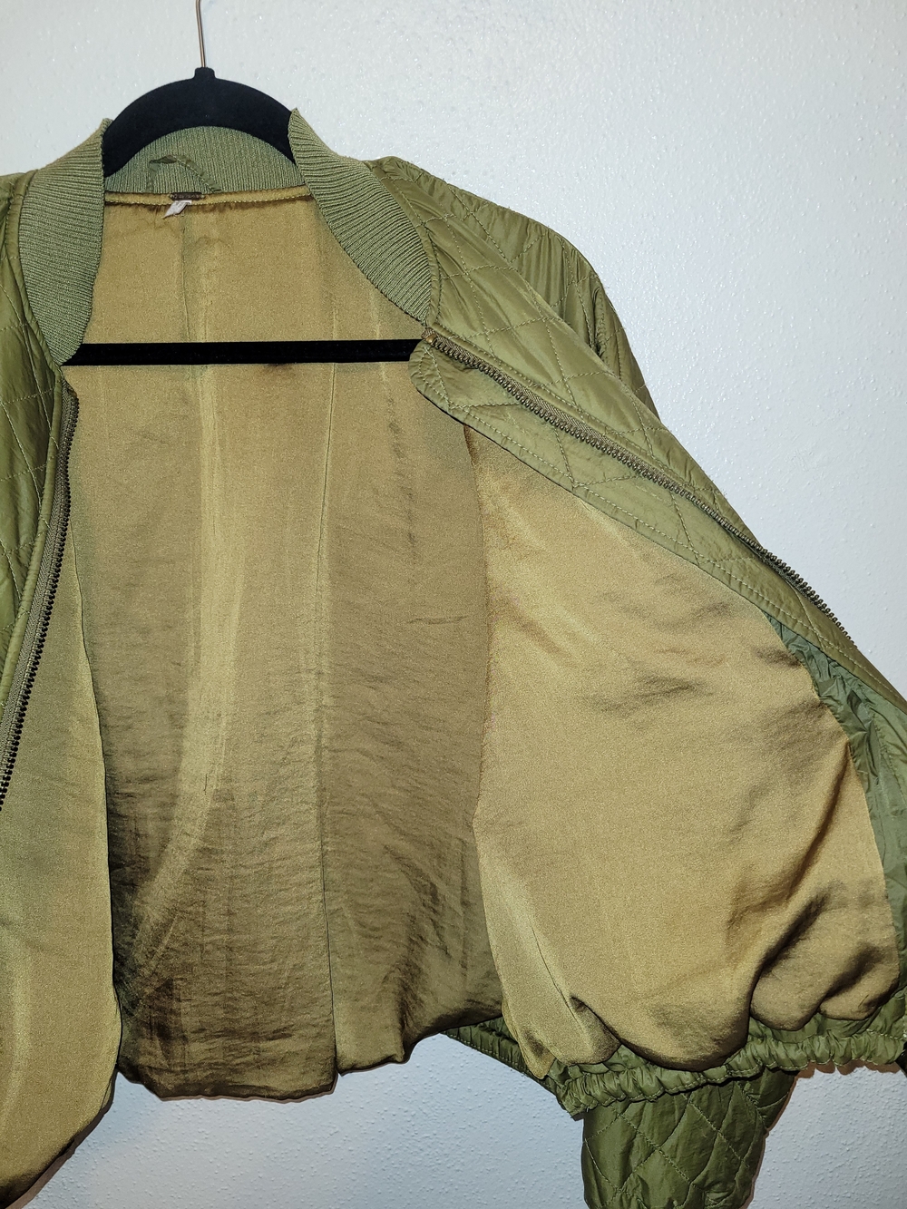 Free People Easy Quilted Dolman Bomber Jacket Olive Green - Picture 7 of 10